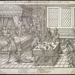 La mort du roi Henri II, le 10 juillet 1559, par Jacques Tortorel, 16e siècle. Autour de la table, les médecins et chirurgiens.