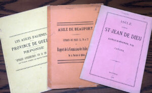 Ensemble de rapports divers sur les asiles au Québec, 19e siècle.